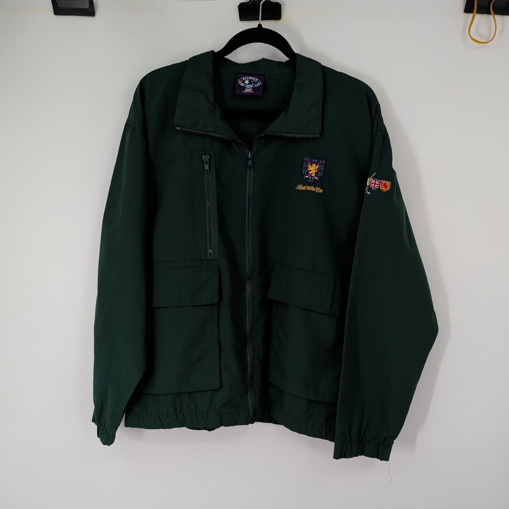 Vintage Starbus Lake Nona Club Golf Jacket Mens Small Green Windbreaker USA Made
